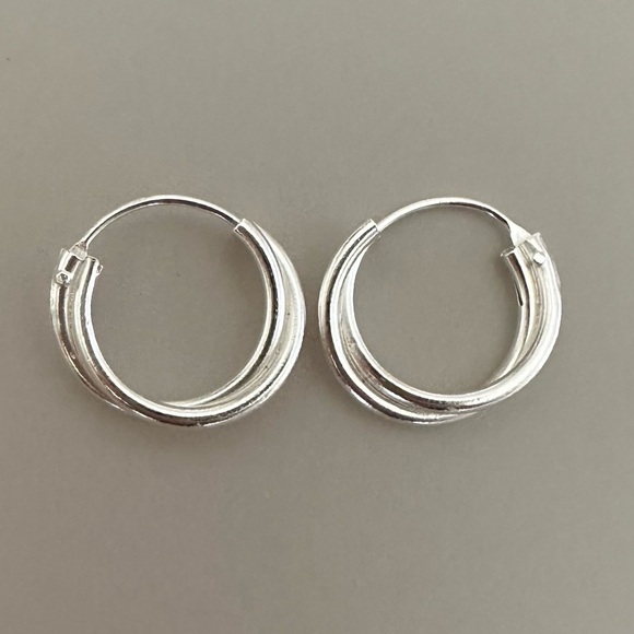 Sterling Silver Twist Hoop Earrings 12mm - Picture 8 of 14